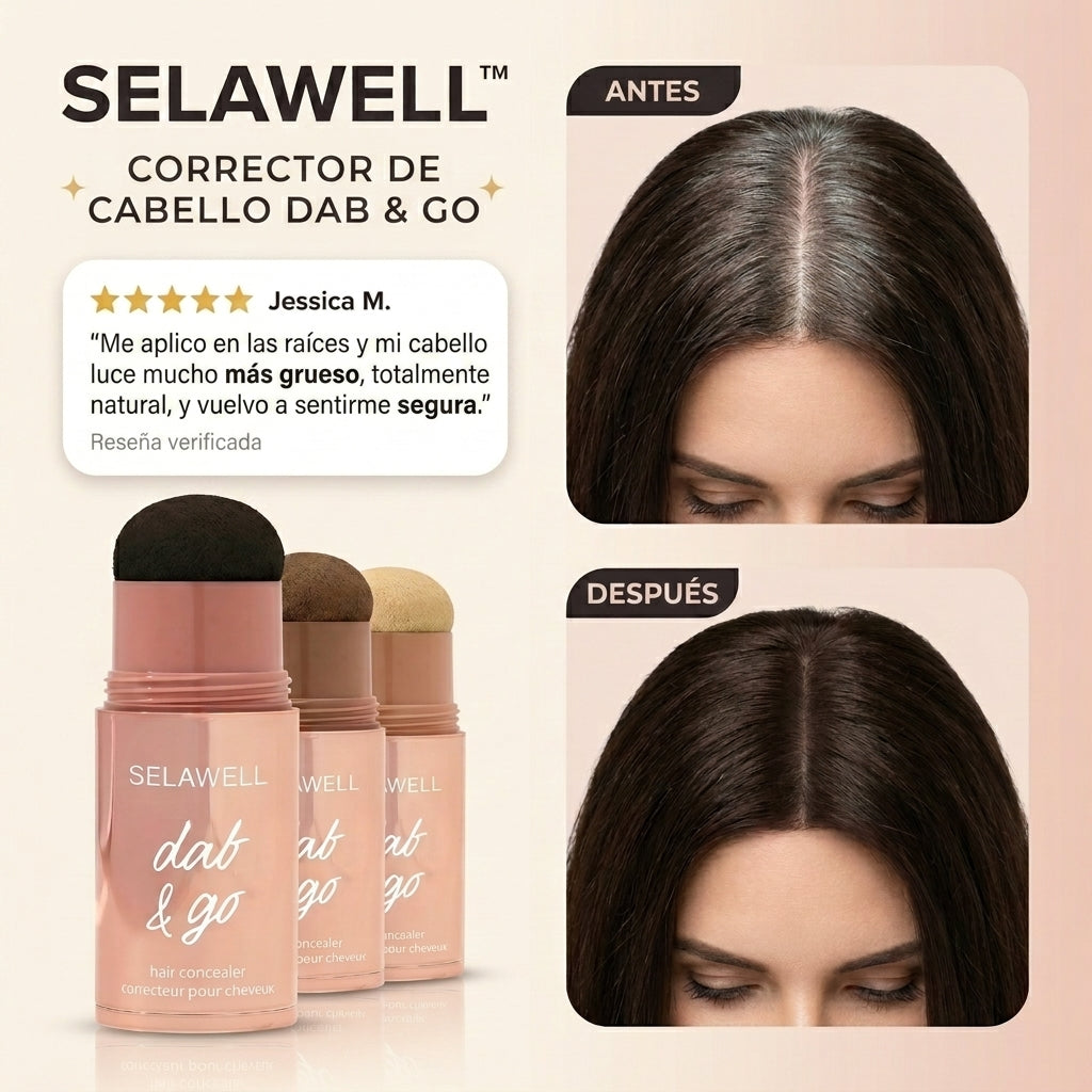 LUVAWELL Dab & Go — Corrector capilar que cubre las canas y las raíces en 10 segundos