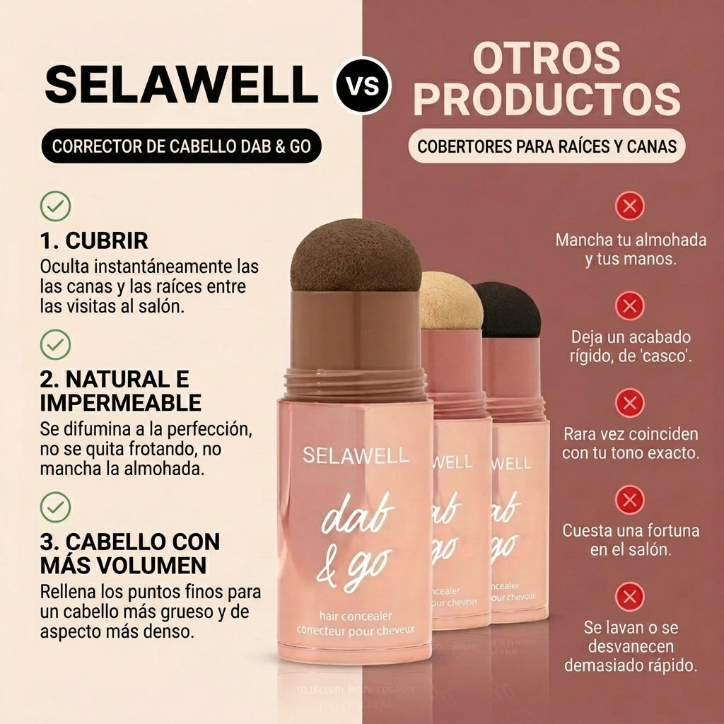 LUVAWELL Dab & Go — Corrector capilar que cubre las canas y las raíces en 10 segundos