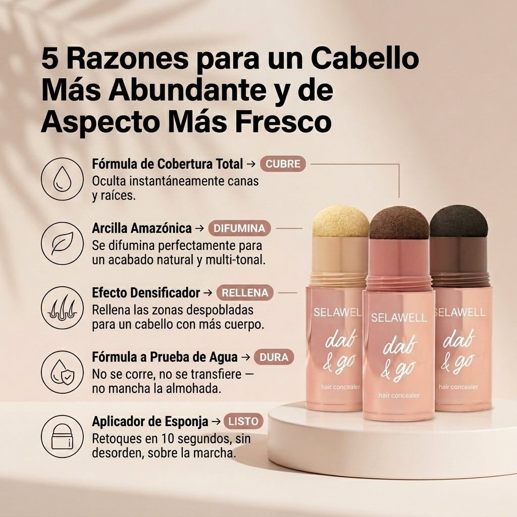 LUVAWELL Dab & Go — Corrector capilar que cubre las canas y las raíces en 10 segundos
