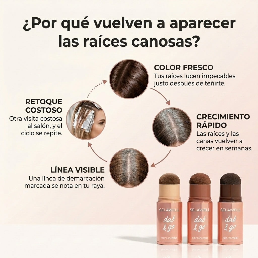 LUVAWELL Dab & Go — Corrector capilar que cubre las canas y las raíces en 10 segundos