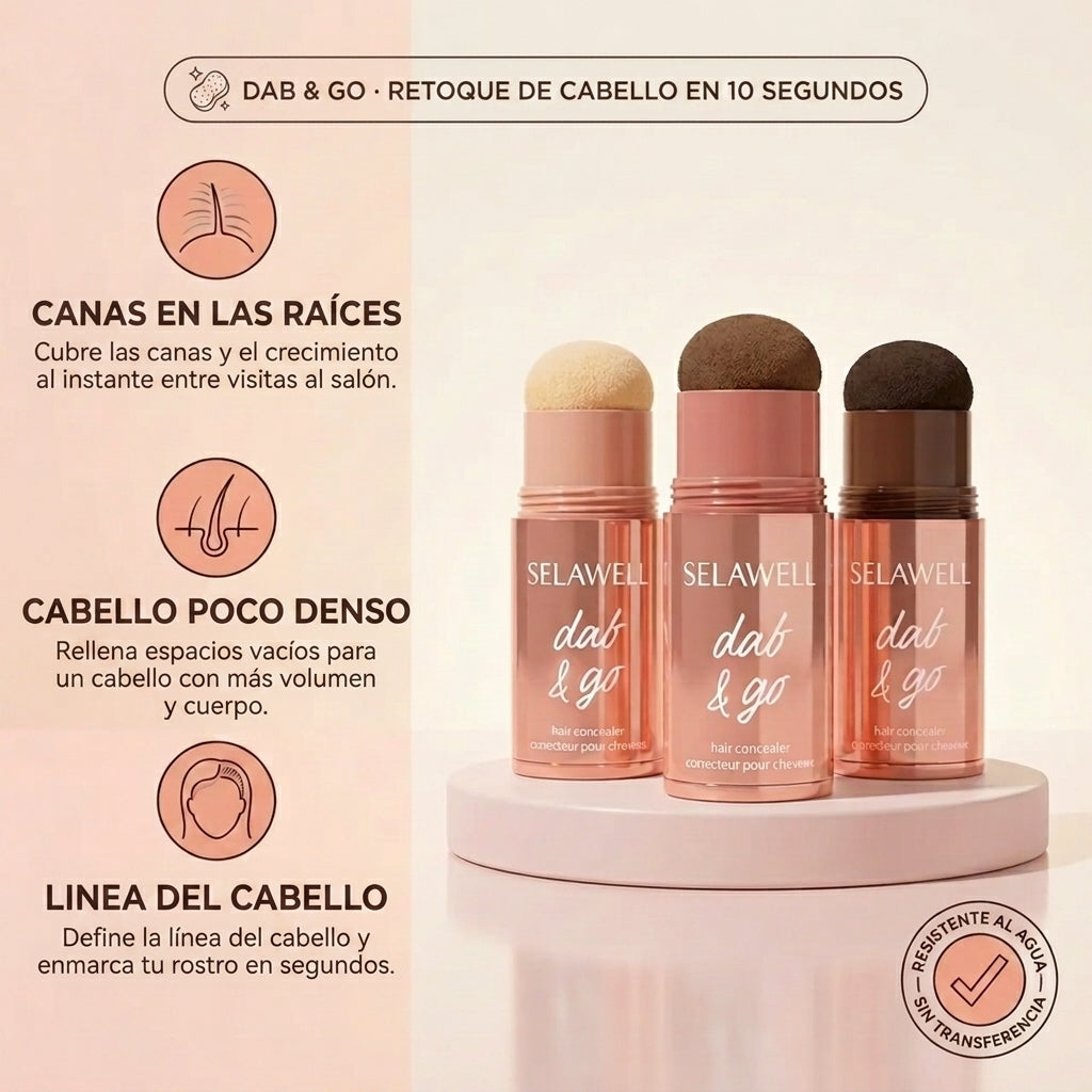 LUVAWELL Dab & Go — Corrector capilar que cubre las canas y las raíces en 10 segundos